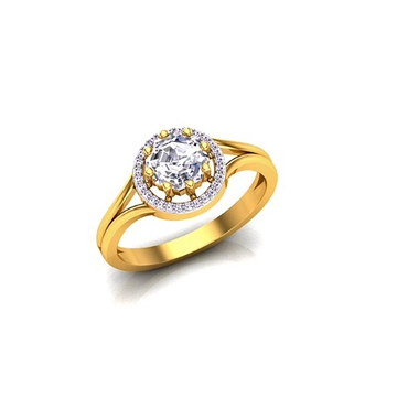 916 Gold Fancy Single Stone Ladies Ring SO-LR006 by S. O. Gold Private Limited
