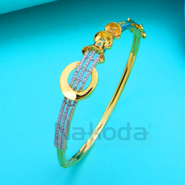 750 Gold CZ Hallmark Ladies Fancy Kada Bracelet LK...