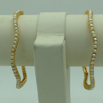 Freshwater White Button Pearls Wave Bangles JBG0297