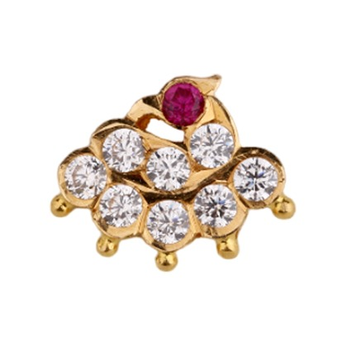 Gold 22kt Nath With White Stone