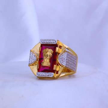 916 gold cz ashok stambh design gents ring by 