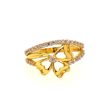 22k Yellow Gold Attractive Bow Cutout CZ Ring by 