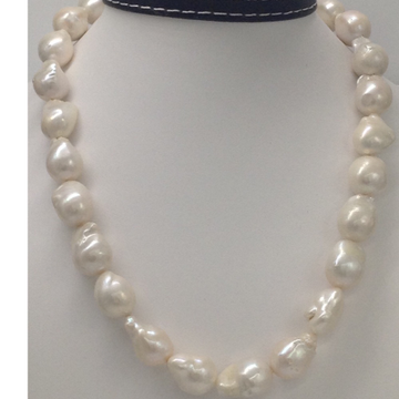 Freshwater white oval baroque pearls mala JPM0213
