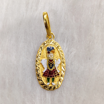 916 Gold Gent's Ghanshyam Maharaj Minakari Pendant