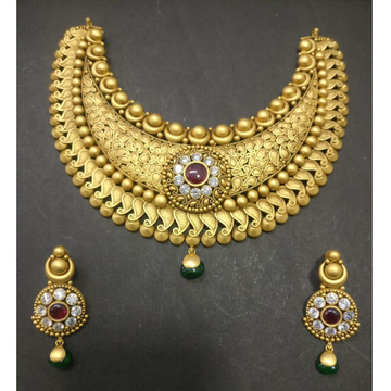 916 Gold Traditional Bridal Necklace Set kG-N077 by Kundan