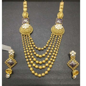 916 Gold Antique Bridal Necklace Set  kg-n070 by Kundan