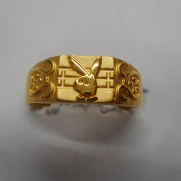 22 kt gold casting playboy logo gents ring by Aaj Gold Palace