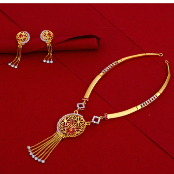 916 Gold CZ Hallmark Designer Necklace Set LN85