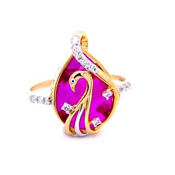 Mesmerizing peacock diamond ring in 14ktwith pink...