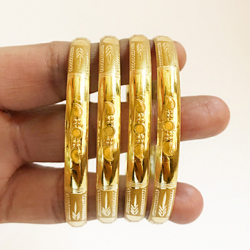 18 Kt Yellow Gold Handmade Slip-On Bracelet Bangle...