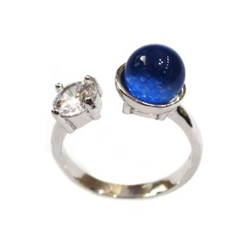 925 Sterling Silver Fancy Blue Colour Stone MGA -...