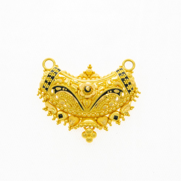 Charming Enamel Pattern 22kt Gold Mangalsutra Pend...