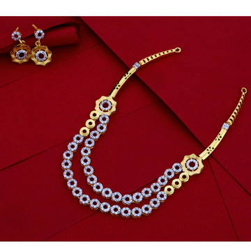 916 CZ Gold  Designer Hallmark Necklace Set LN22
