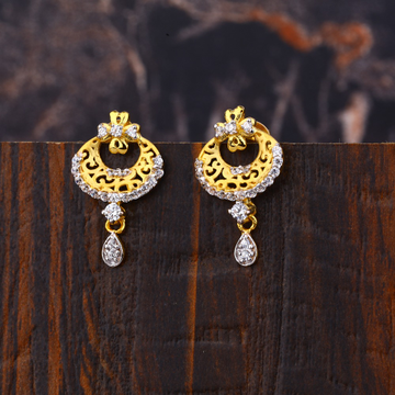Ladies 916 Gold Fancy Diamond Earrings- LFE185