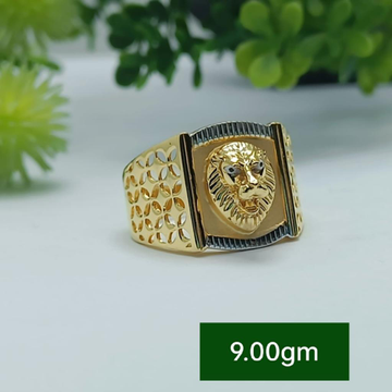 916 Gold Lion Face Ring by 