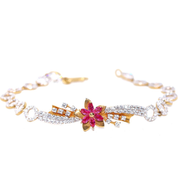 916 / 22KT Gold fancy CZ Bridal pink Flower Bracel... by 