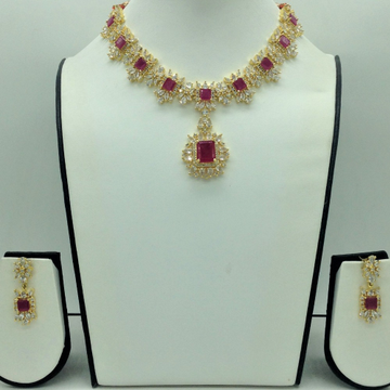 Red and White Cz Necklace Set JNC0204