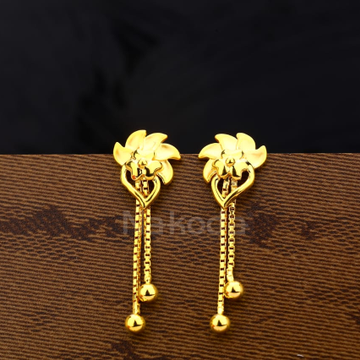 916 Gold CZ Ladies Plain Earrings LPE372