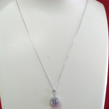 Silver 92.5 Fancy White Diamond Pendant Chain by 