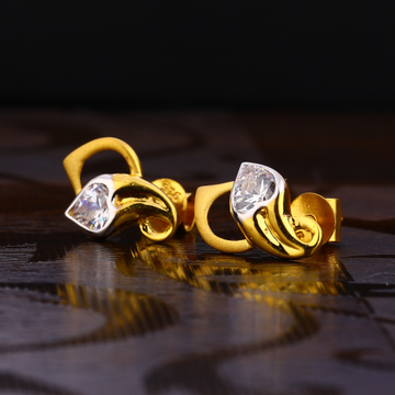 22CT Gold Ladies Cassic Solitaire Earring LSE234