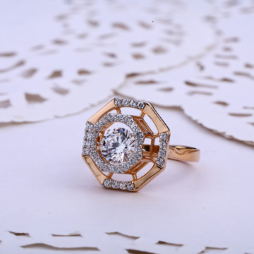18KT Rose Gold Cz Designer Ladies Ring RLR716