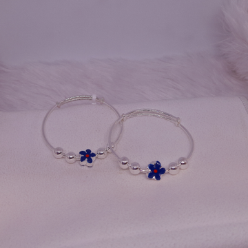 silver blue color flower baby kada by Rangila Jewellers
