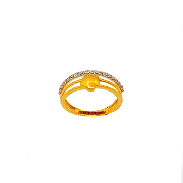 Half Diamond Designer Ring In 18K Gold - LRG1495