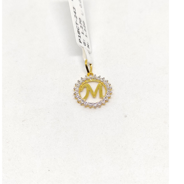 18k Gold M Alphabet Pendant by Rajasthan Jewellers Private Limited