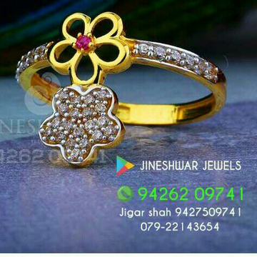 Flower Design Gold Cz Ladies Ring LRG -0304