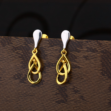 Ladies 22K Gold Delicate CZ Earring -LPE184