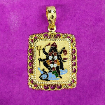 Gold Rectangle Shape Mahakali Ma Mina Pendant by Saurabh Aricutting