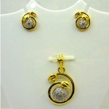 916 gold cz diamond amazing stylish pendant set