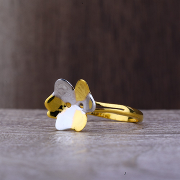 Ladies 22K Gold Flower Rodium Ring -LPR75