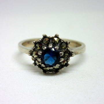 Silver 925 blue stone classic ring sr925-191 by 