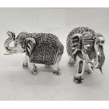 92.5 Pure Silver Elephant Pair With Raised Trunk P... by 