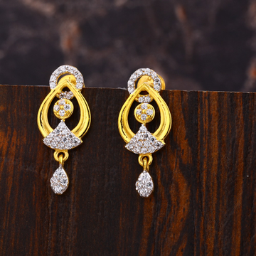 916 Gold CZ Women's Designer Hallmark Fancy Earrin...