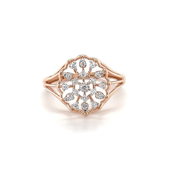 Flower Diamond Cluster Ring In 14k Rose Gold by ro...