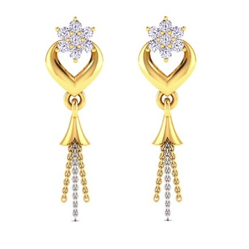 916 Gold CZ Fancy Latkan Earring SO-E004 by S. O. Gold Private Limited