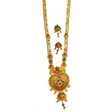 22k Rajwadi Flower Shape Necklace Set MGA - GLS044