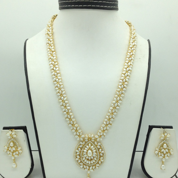 Freshwater white pearls long haar set jnc0139