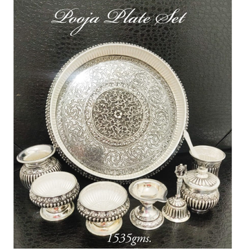 925 Pure Silver Antique Finish Pooja Thali Set by 