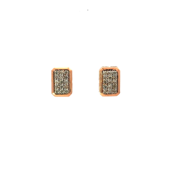 14kt diamond brick stud earrings in rosegold