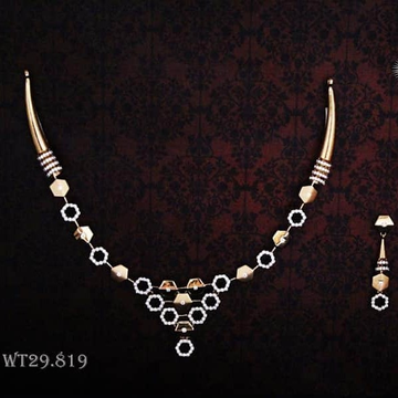 18k 750 Rose Gold Necklace with cubic stone specia...