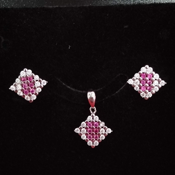 92.5 silver pink and white diamond pendant set by 
