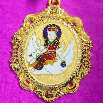 Gold brahmani maa pendant by Saurabh Aricutting