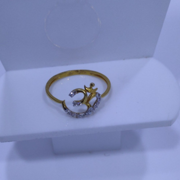 22KT/916 Yellow Gold Fancy Cz Om Ring For Women