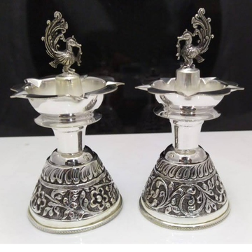 925 pure silver Panchmukhi lamp  in Fine Carvings... by 