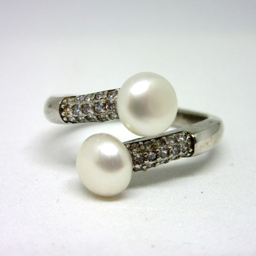 925 silver 2pcs pearl adjustable ring sr925-251 by 