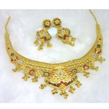 Colourful culcutti gold neckwear earring set by 