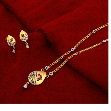 916 Gold Women's Fancy CZ Chain Necklace CN238
